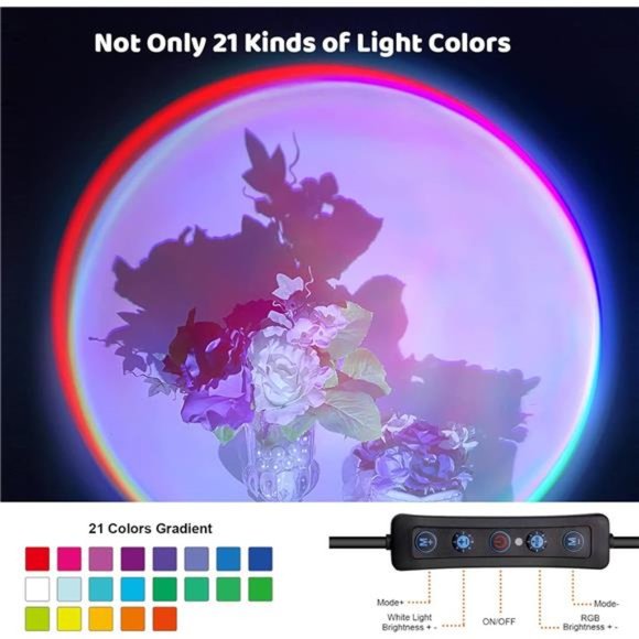 Sunset Lamp Projection,Not Only 21Colors Sunset Lights,180 Degree Rotation Light - Picture 4 of 6